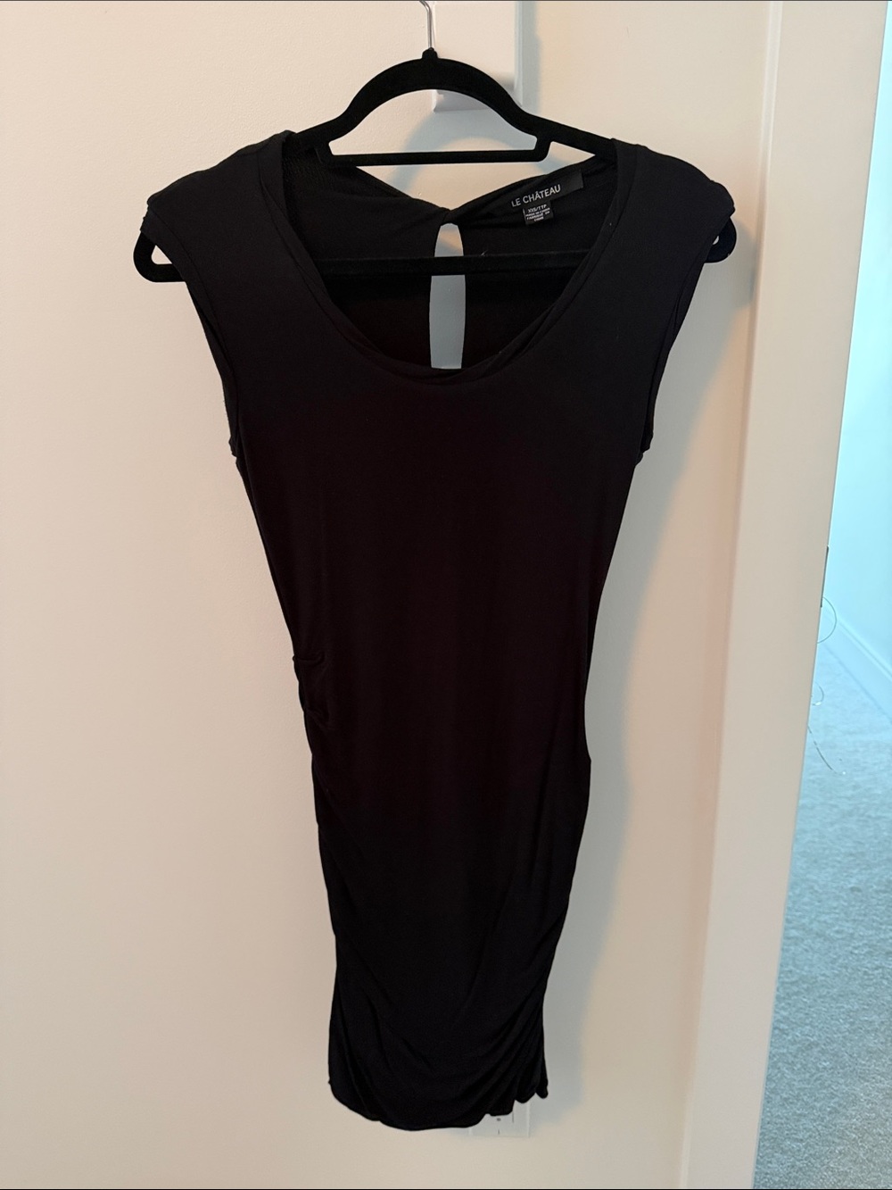 le chateau Black Sleeveless Ruched Mini Dress